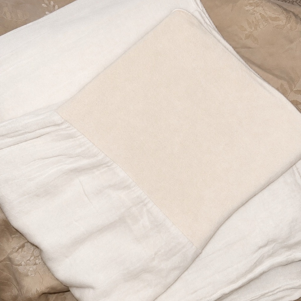 Elan Beach linen cotton gauze flowy fold over jersey modal Pants medium cream - Picture 12 of 12